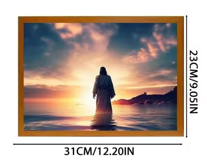 Jesus LED Light Painting, Light-Up Cross Frame Night Light