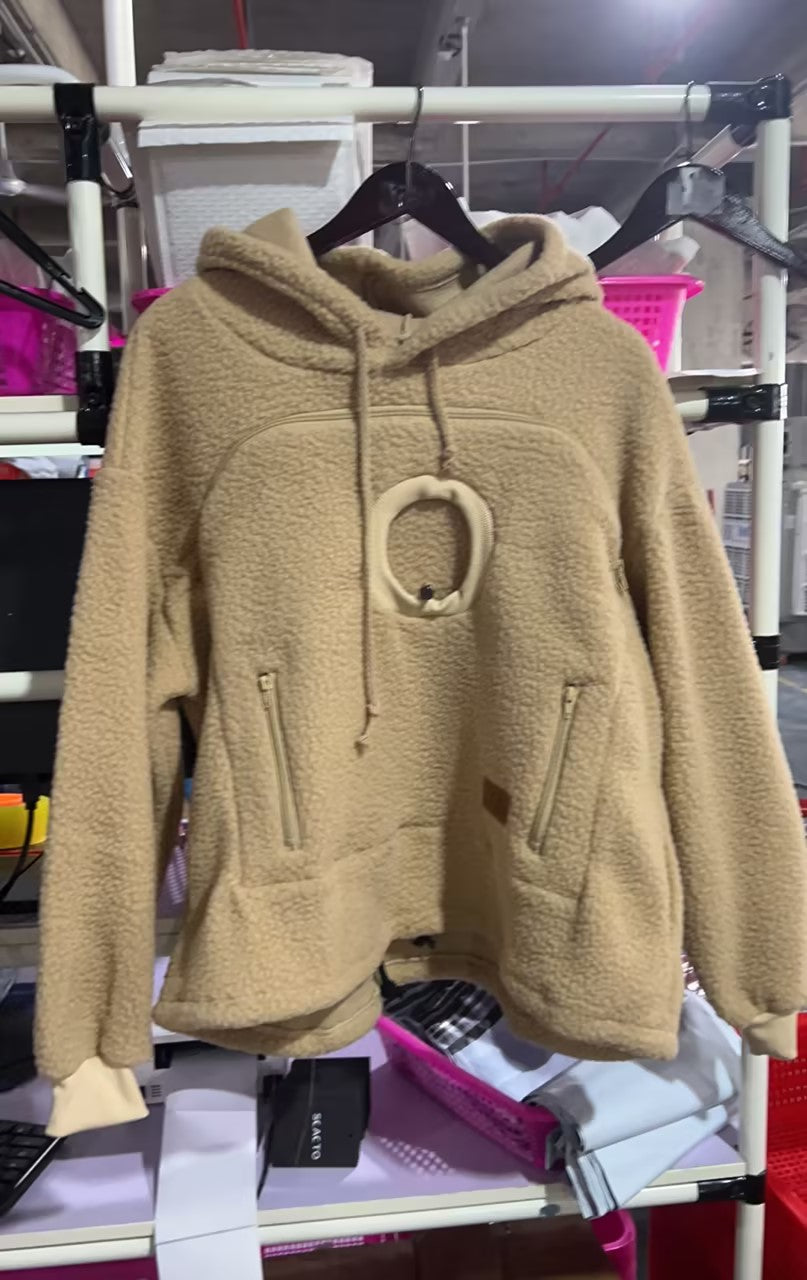 Women's Pet Pouch Hoodie with Kangaroo Pocket for Cats