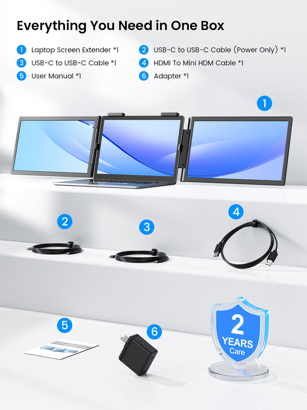 UPERFECT 14 Inch Triple Portable Monitor, Laptop Screen Extender
