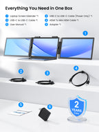 UPERFECT 14 Inch Triple Portable Monitor, Laptop Screen Extender