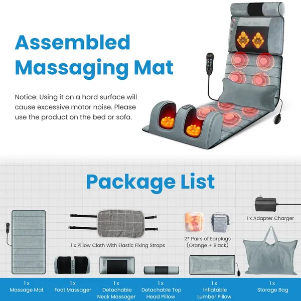 Full Body Heated Vibration Massage Mat with Neck & Foot Massage