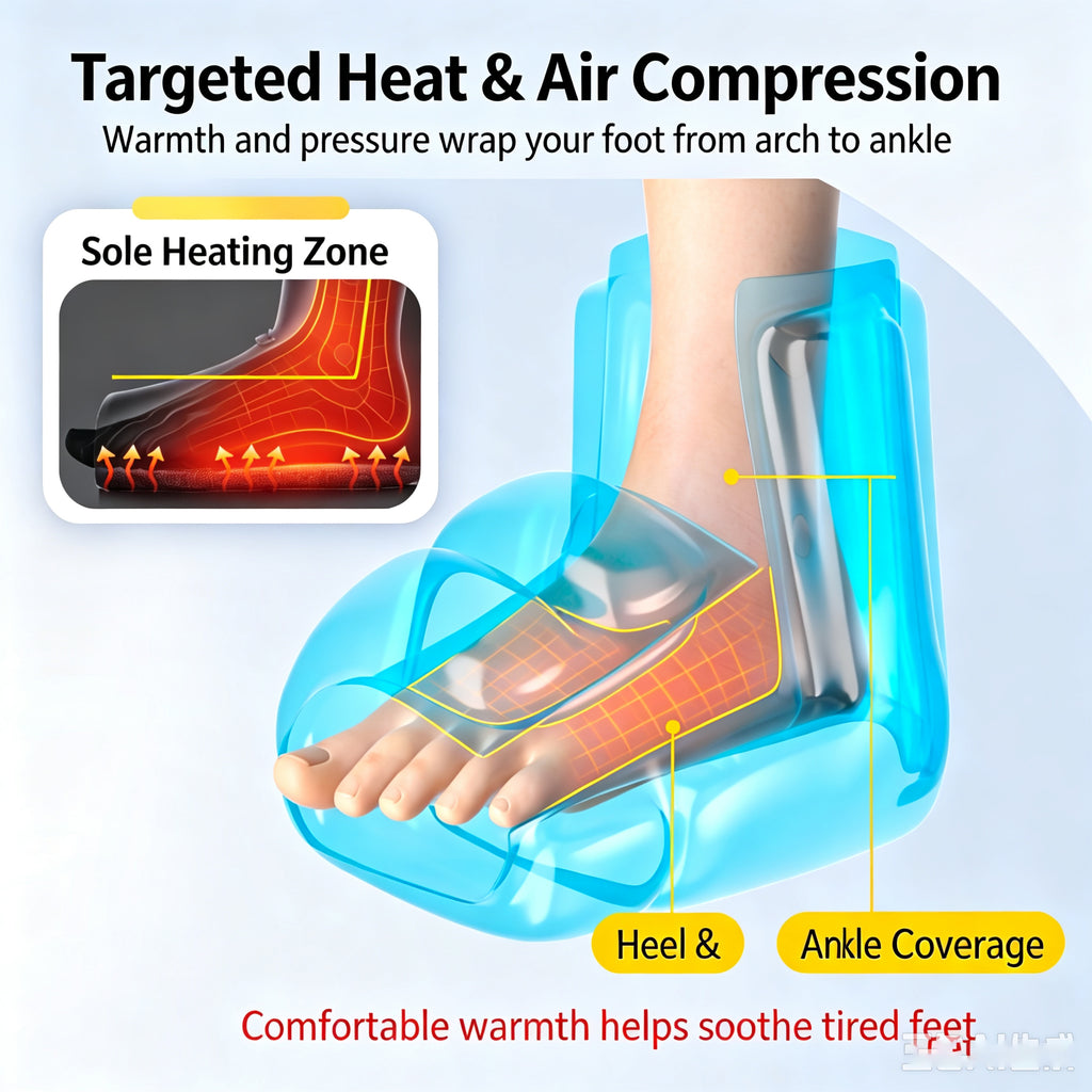 Cordless Air Compression Foot Massager with Heat, Ankle Boots