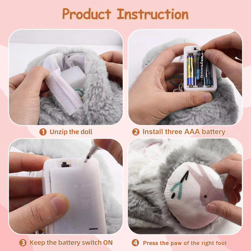 Breathing Bunny Plush, Soothing Sensory Toy with Music