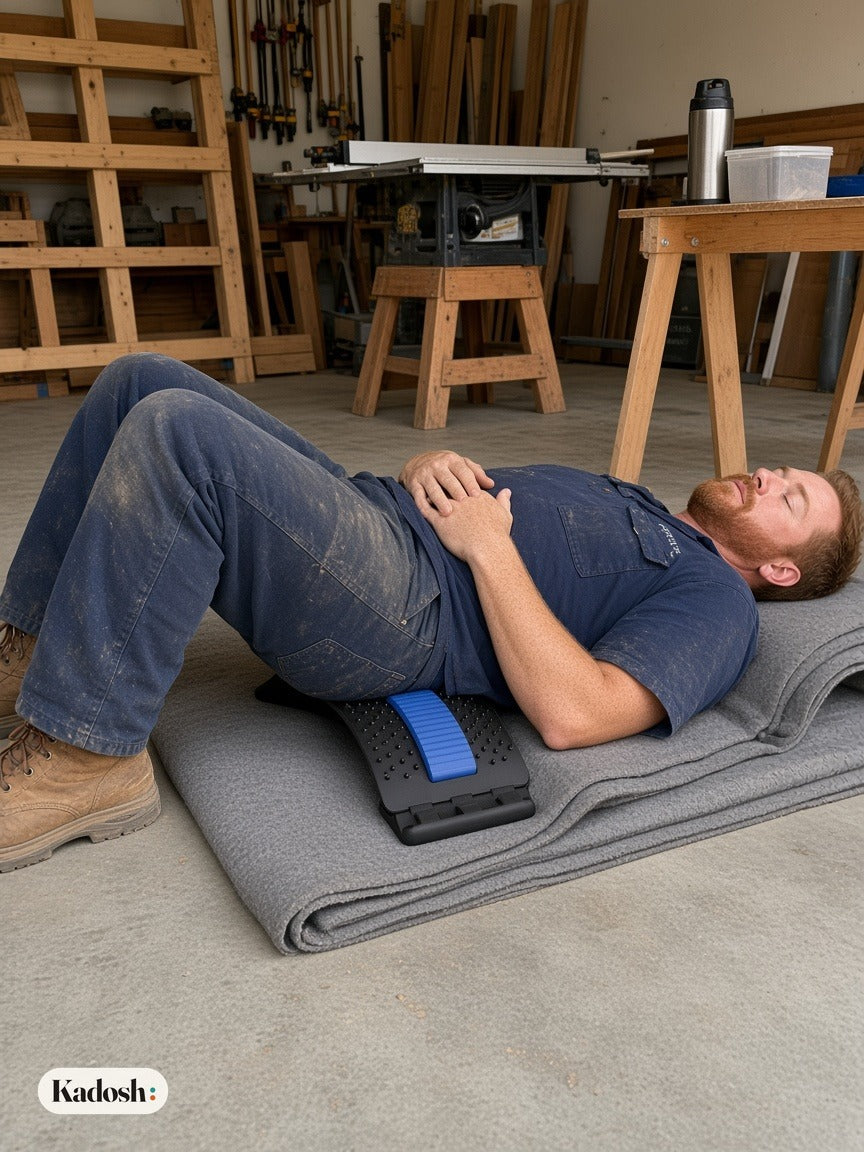 Adjustable Back Stretcher, Lumbar Back Cracker & Massager