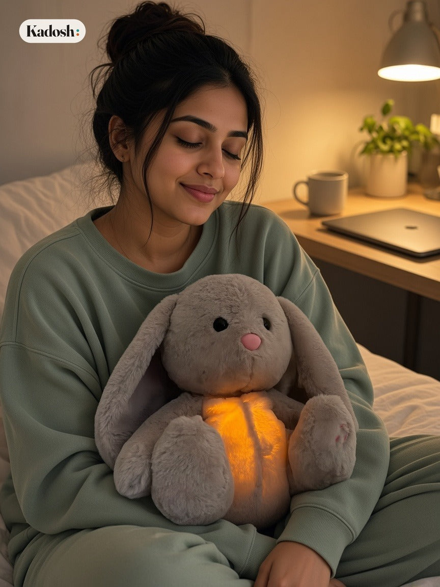 Breathing Bunny Plush, Soothing Sensory Toy with Music