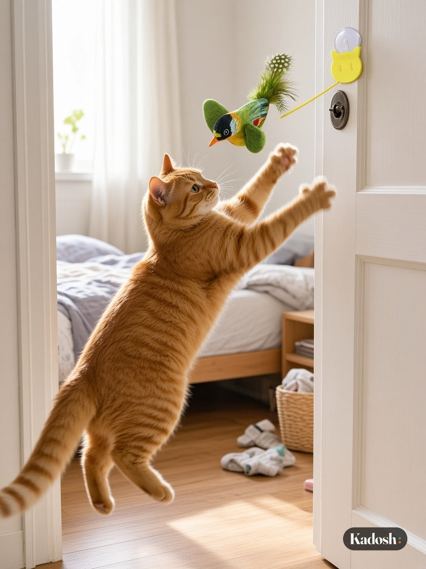 Chirping Bird Cat Toy, Hanging Door Swing Cat Teaser