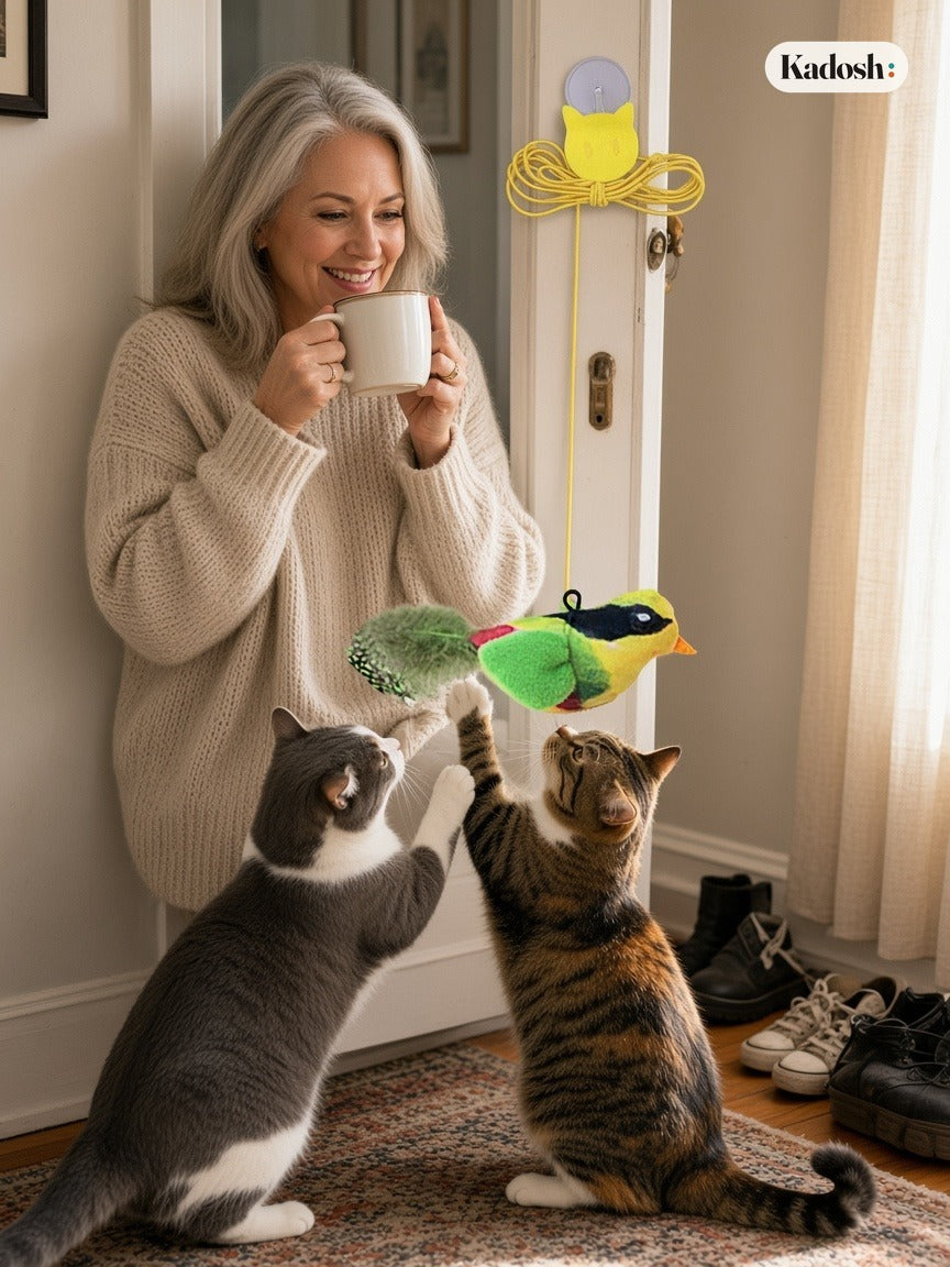 Chirping Bird Cat Toy, Hanging Door Swing Cat Teaser