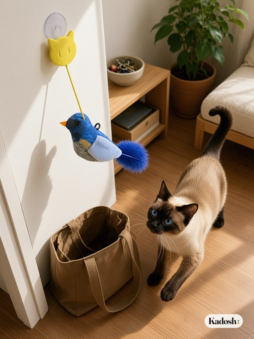 Chirping Bird Cat Toy, Hanging Door Swing Cat Teaser