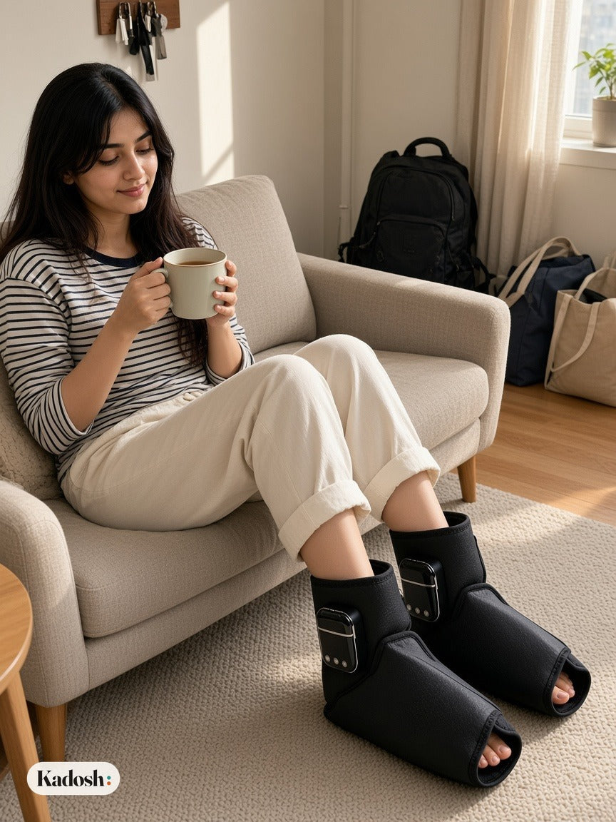 Cordless Air Compression Foot Massager with Heat, Ankle Boots