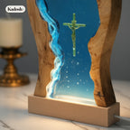 Cross Night Light, Resin Desk Decor with Glowing Light