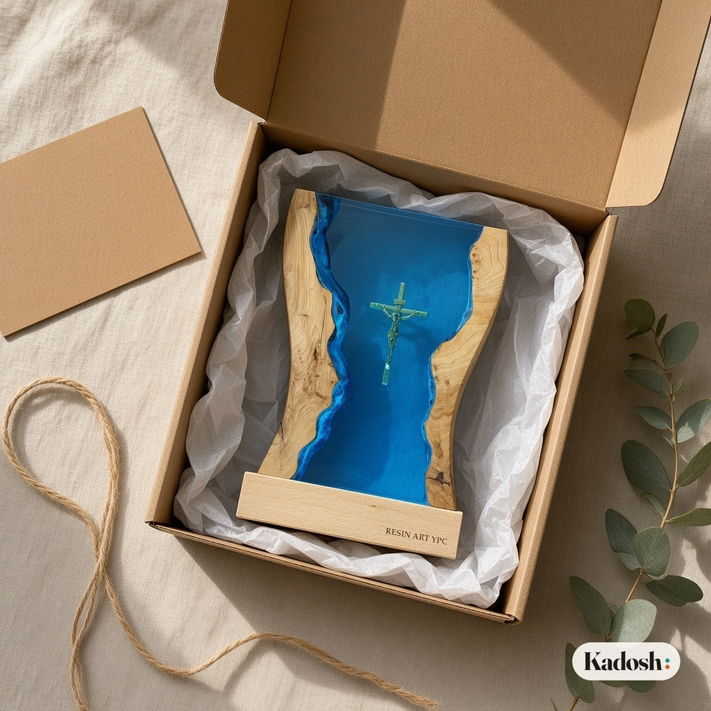 Cross Night Light, Resin Desk Decor with Glowing Light