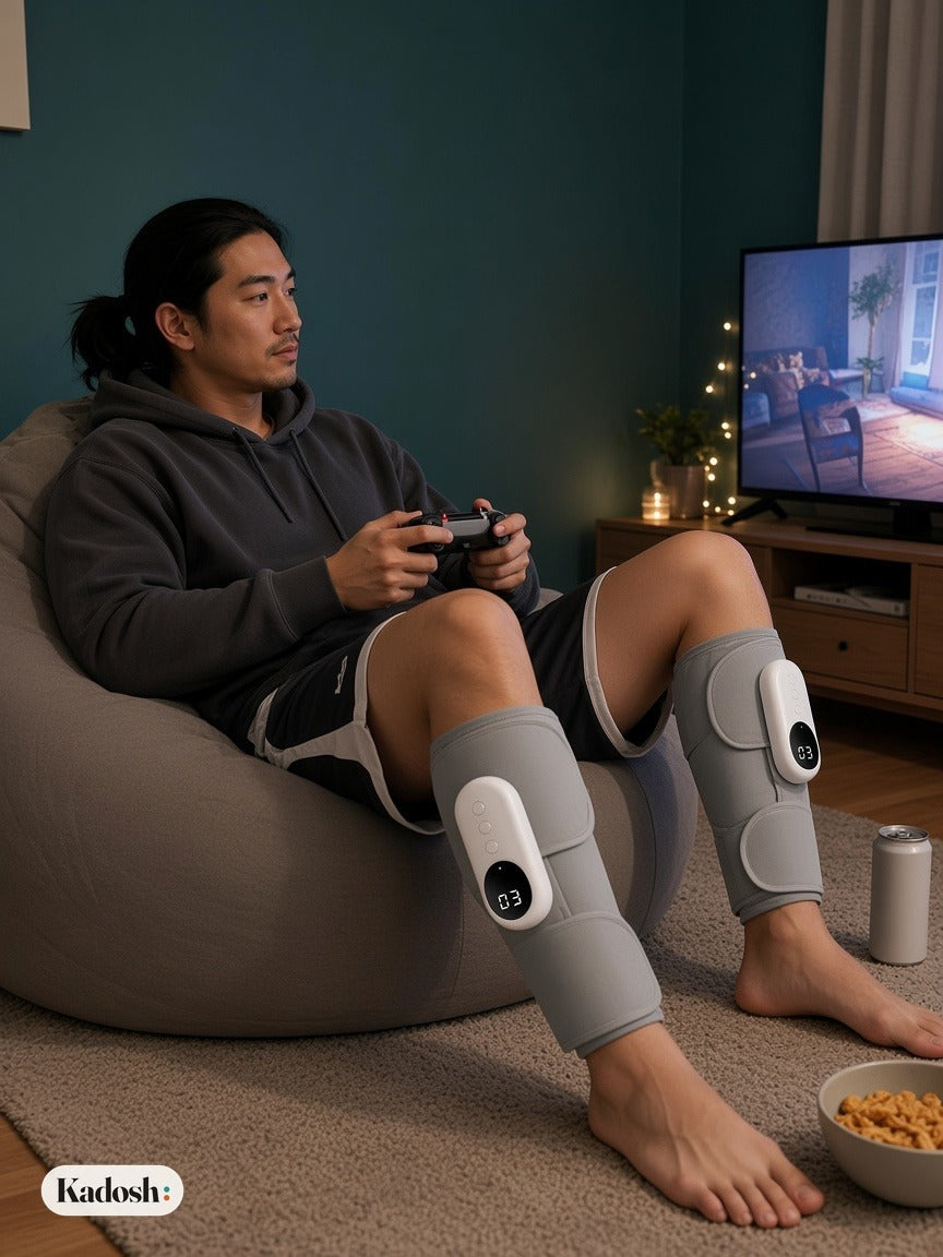 Electric Leg Massager with Air Compression & Heat, Foot & Leg Wraps