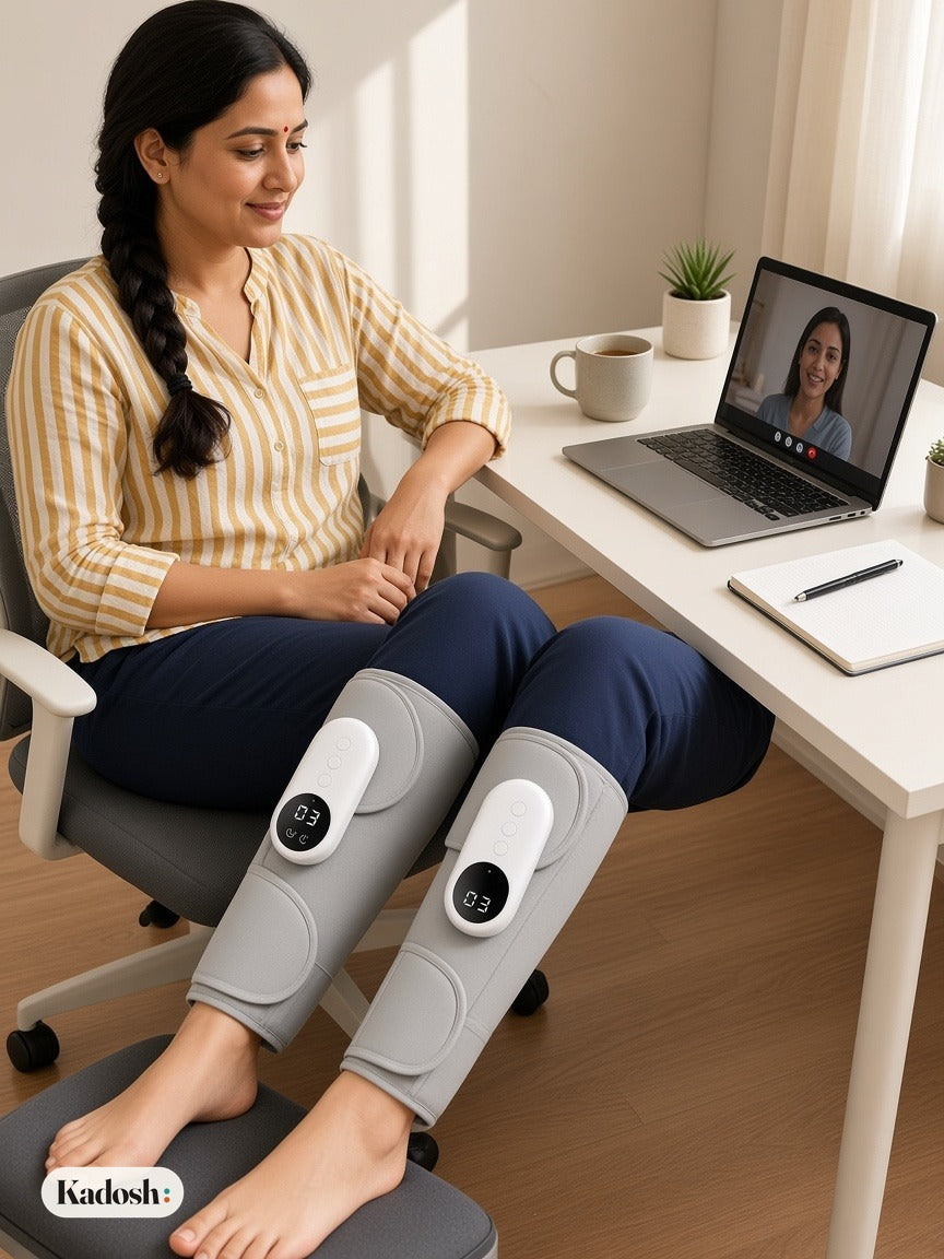 Electric Leg Massager with Air Compression & Heat, Foot & Leg Wraps