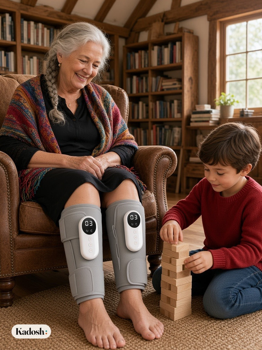 Electric Leg Massager with Air Compression & Heat, Foot & Leg Wraps