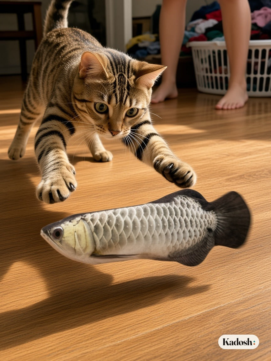 Flopping Fish Cat Toy, USB Rechargeable Moving Fish Plush