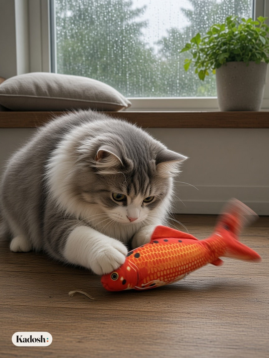 Flopping Fish Cat Toy, USB Rechargeable Moving Fish Plush