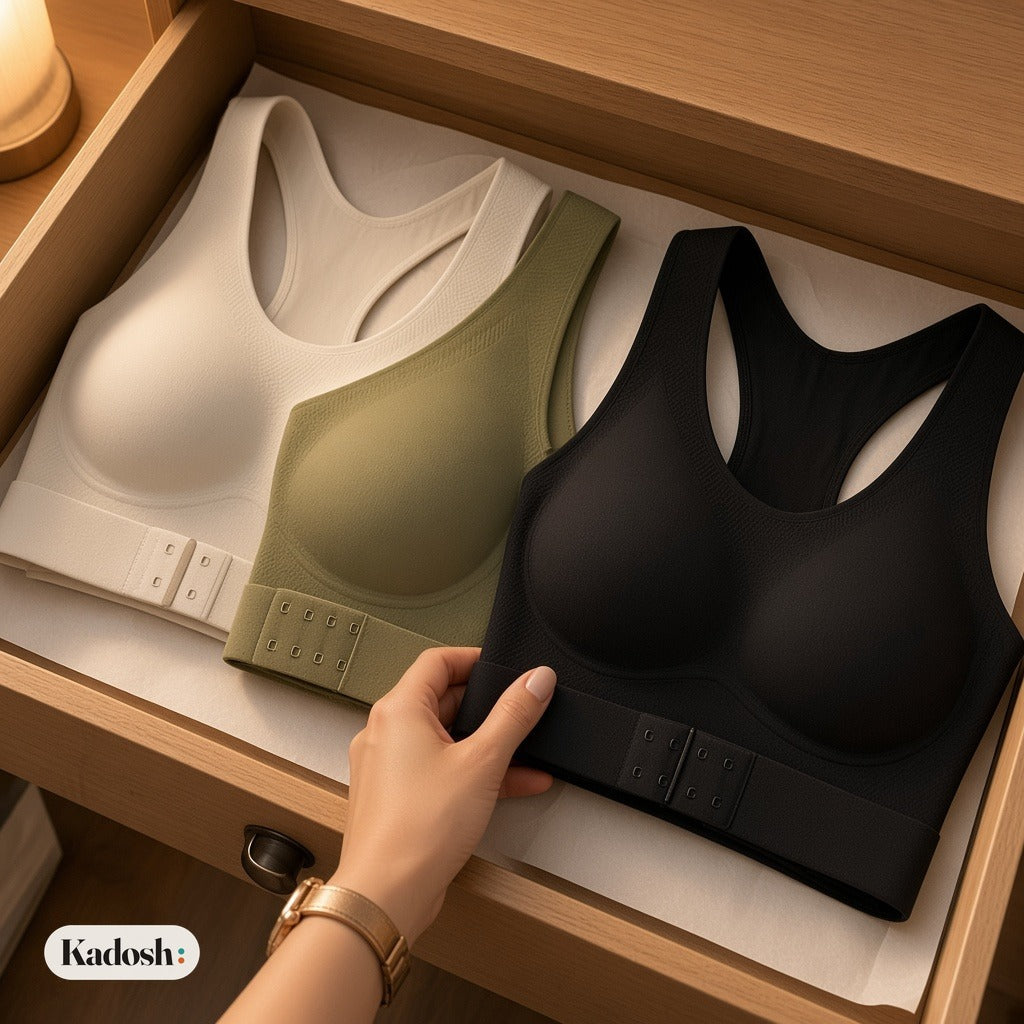 Front-Clasp Posture Support Bra, Wireless Sports-Style Lift