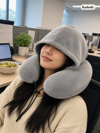 Hooded Travel Pillow, H-Shaped Inflatable Neck Pillow
