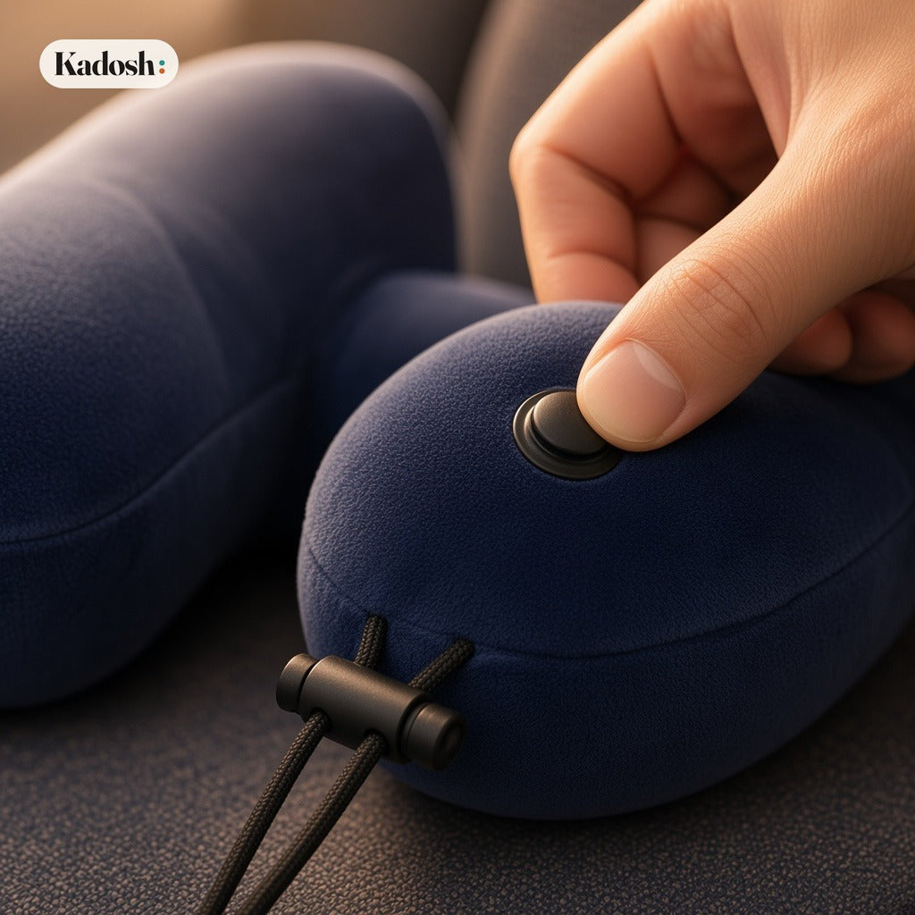 Hooded Travel Pillow, H-Shaped Inflatable Neck Pillow