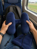 Hooded Travel Pillow, H-Shaped Inflatable Neck Pillow