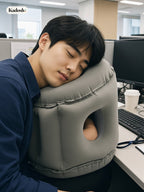 Inflatable Travel Nap Pillow for Airplane and Office Desk