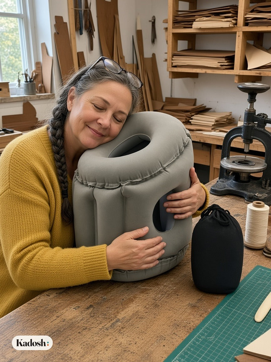 Inflatable Travel Nap Pillow for Airplane and Office Desk