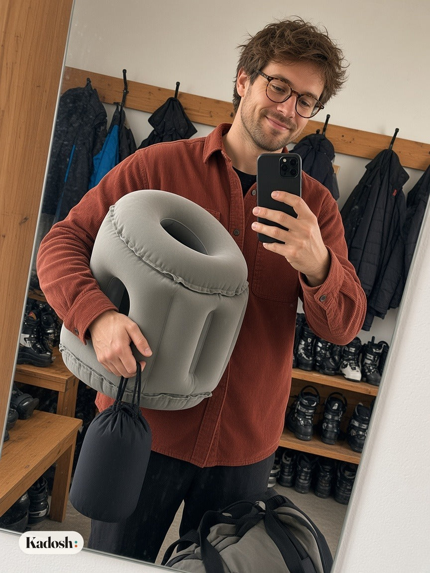 Inflatable Travel Nap Pillow for Airplane and Office Desk