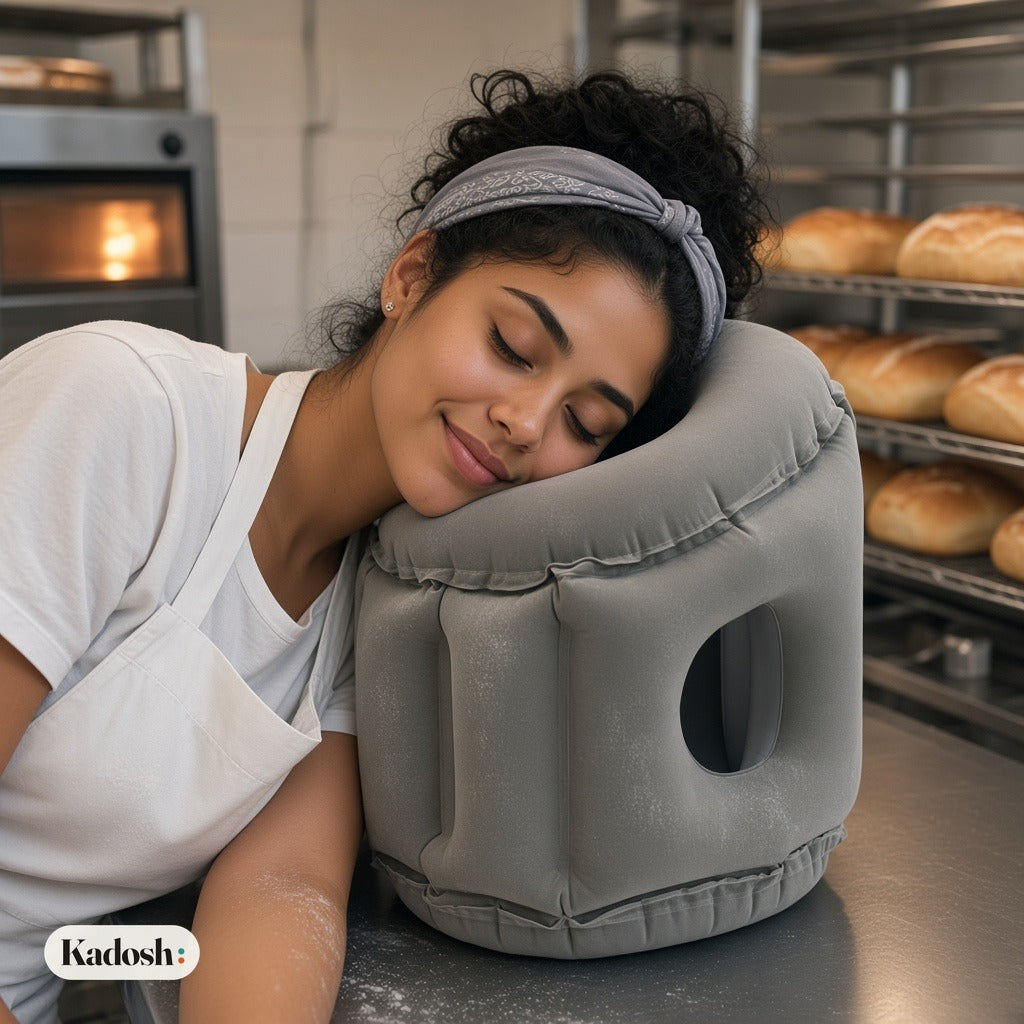 Inflatable Travel Nap Pillow for Airplane and Office Desk