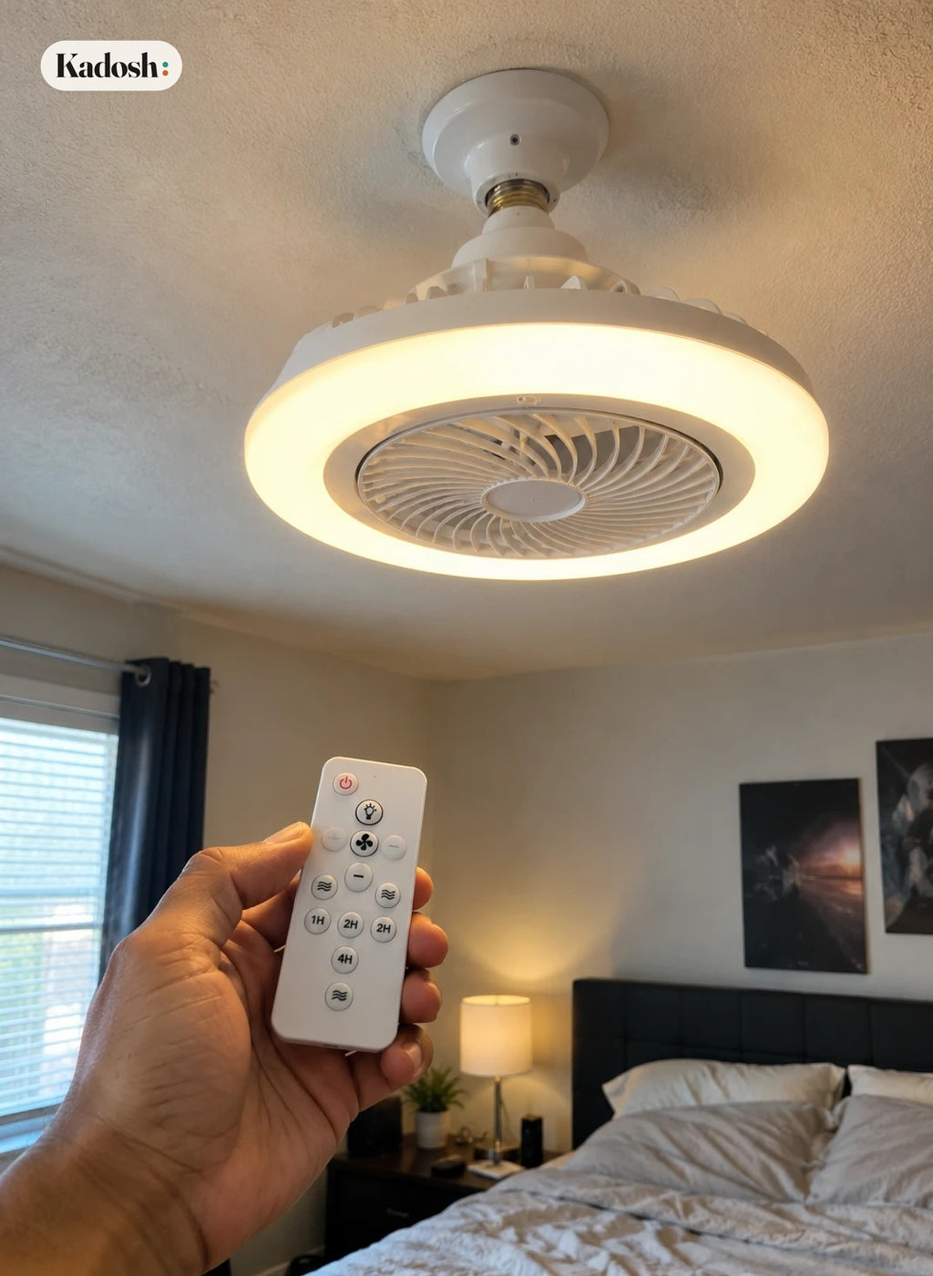 Socket Fan Light with Remote, Dimmable LED Ceiling Fan 12W