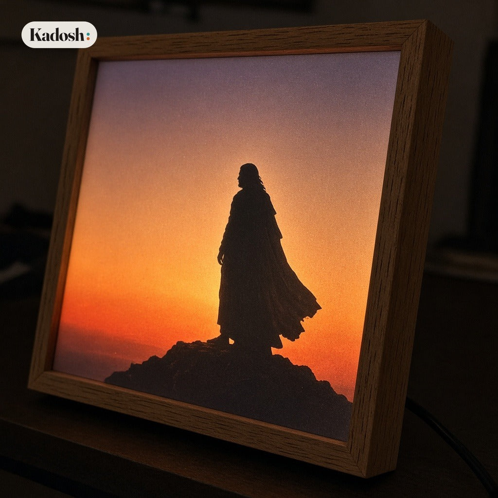 Jesus LED Light Painting, Light-Up Cross Frame Night Light