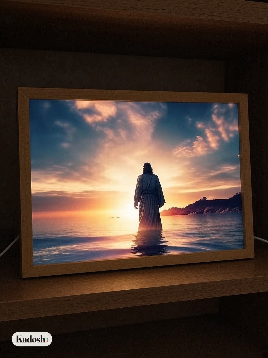 Jesus LED Light Painting, Light-Up Cross Frame Night Light