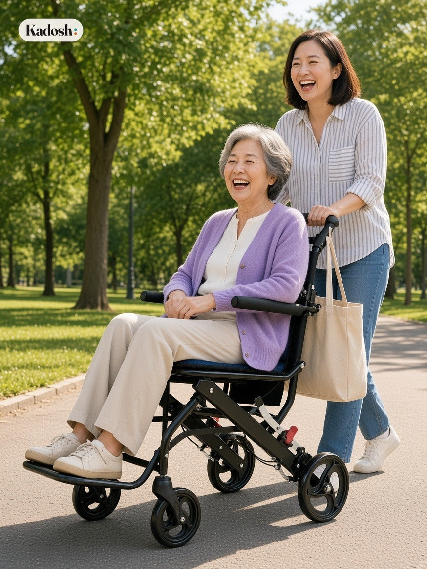 Lightweight Folding Transport Chair, Aluminum, 220lbs