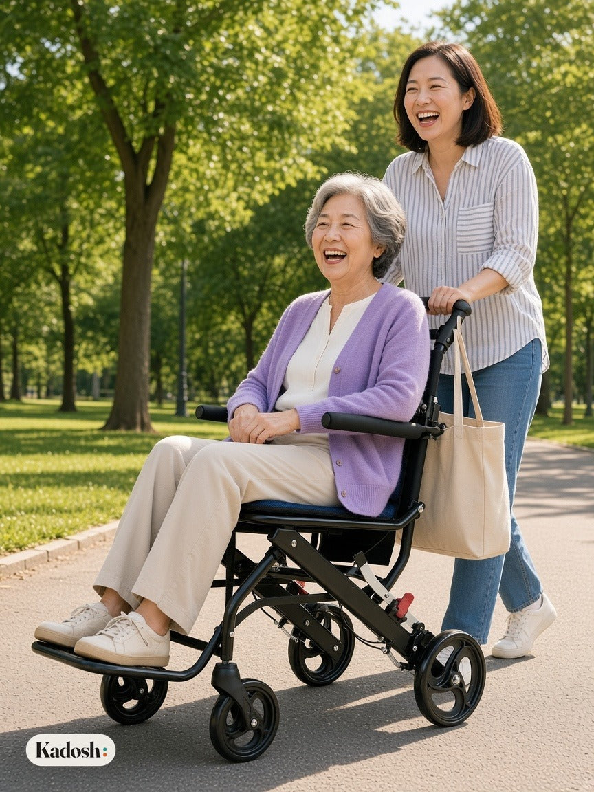 Lightweight Folding Transport Chair, Aluminum, 220lbs