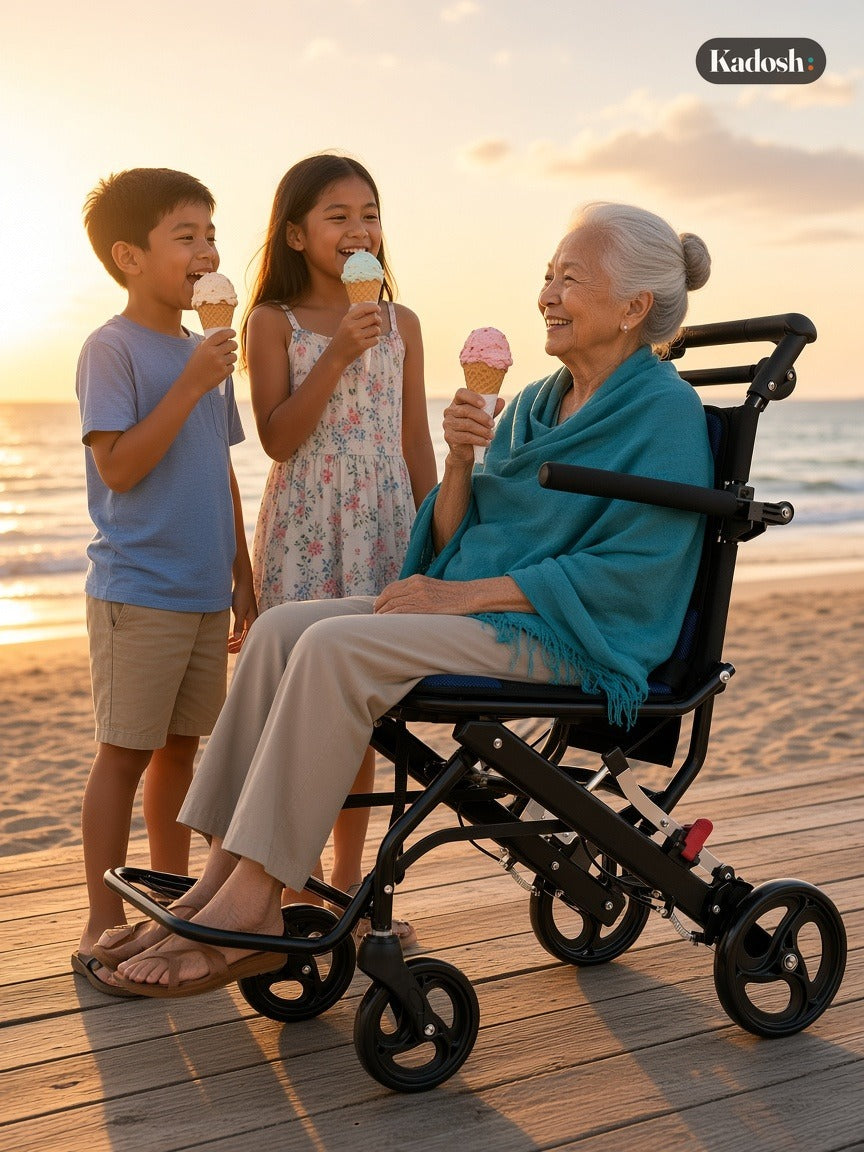 Lightweight Folding Transport Chair, Aluminum, 220lbs