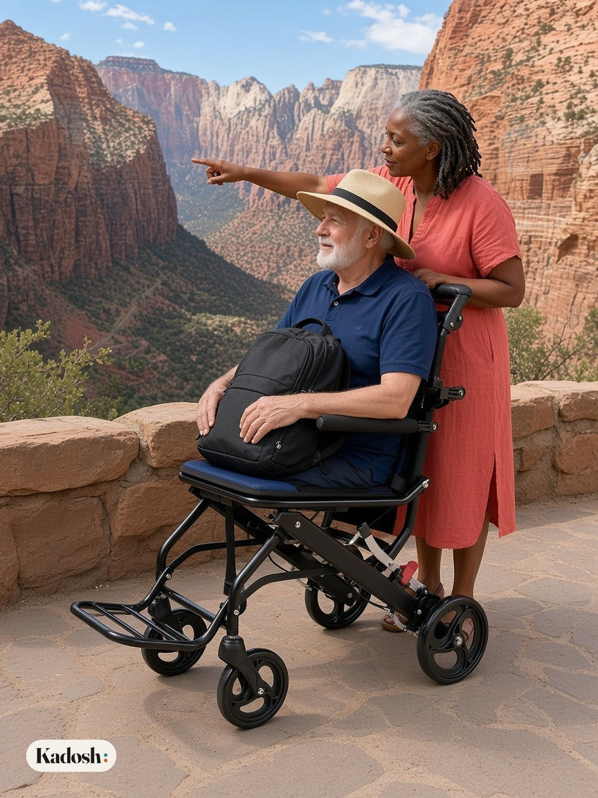Lightweight Folding Transport Chair, Aluminum, 220lbs