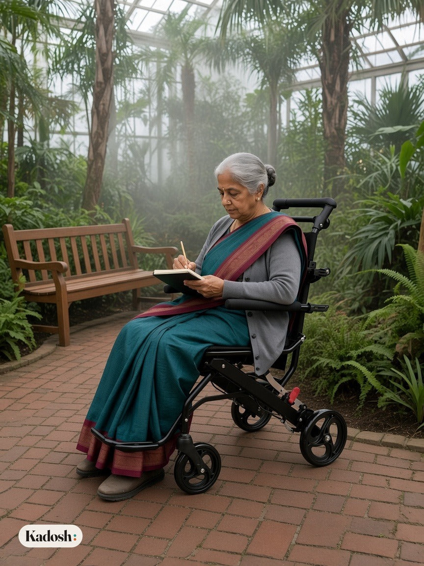 Lightweight Folding Transport Chair, Aluminum, 220lbs