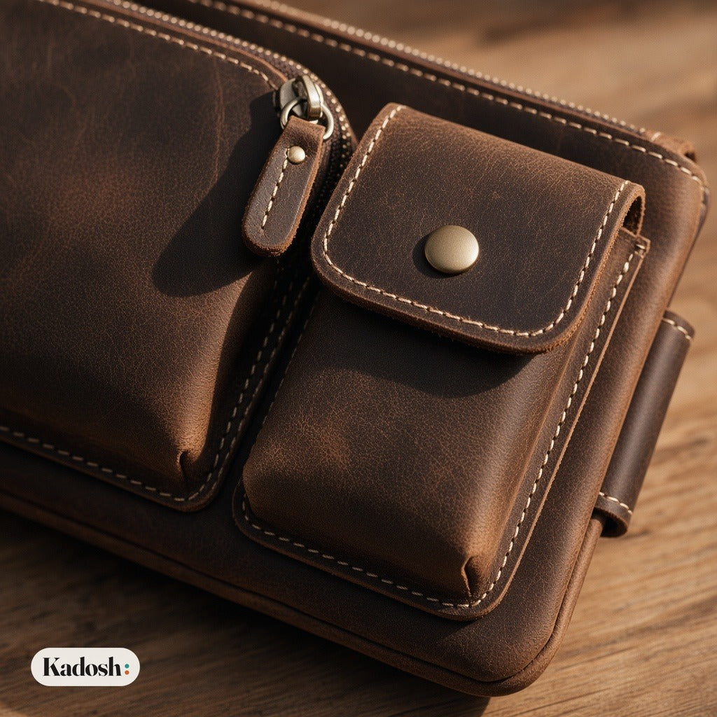 Men's Leather Waist Bag Crossbody Chest Bag