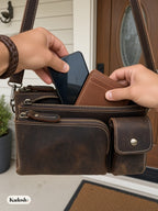Men's Leather Waist Bag Crossbody Chest Bag