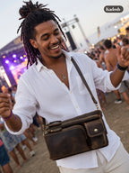 Men's Leather Waist Bag Crossbody Chest Bag