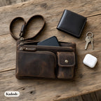 Men's Leather Waist Bag Crossbody Chest Bag