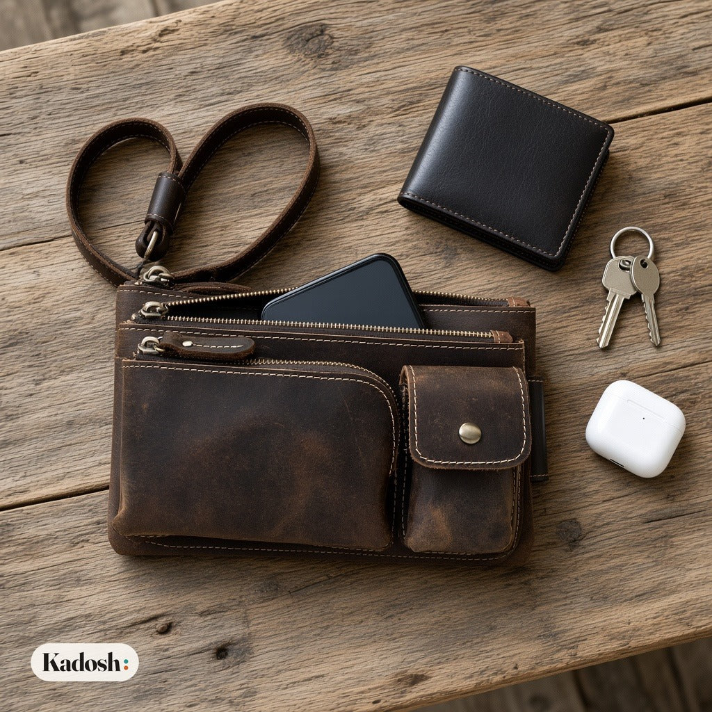 Men's Leather Waist Bag Crossbody Chest Bag