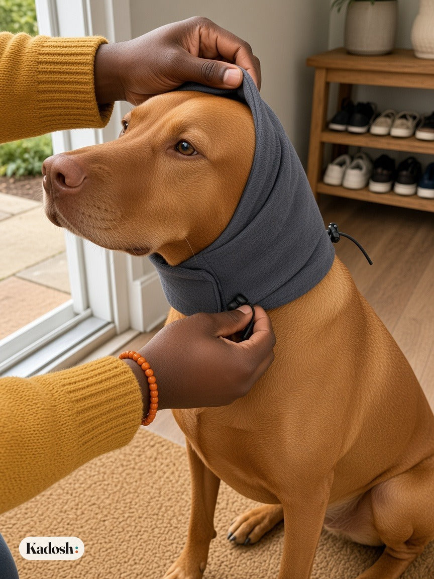 Pet Ear Muff Hoodie, Noise Cover Head Wrap for Dogs and Cats