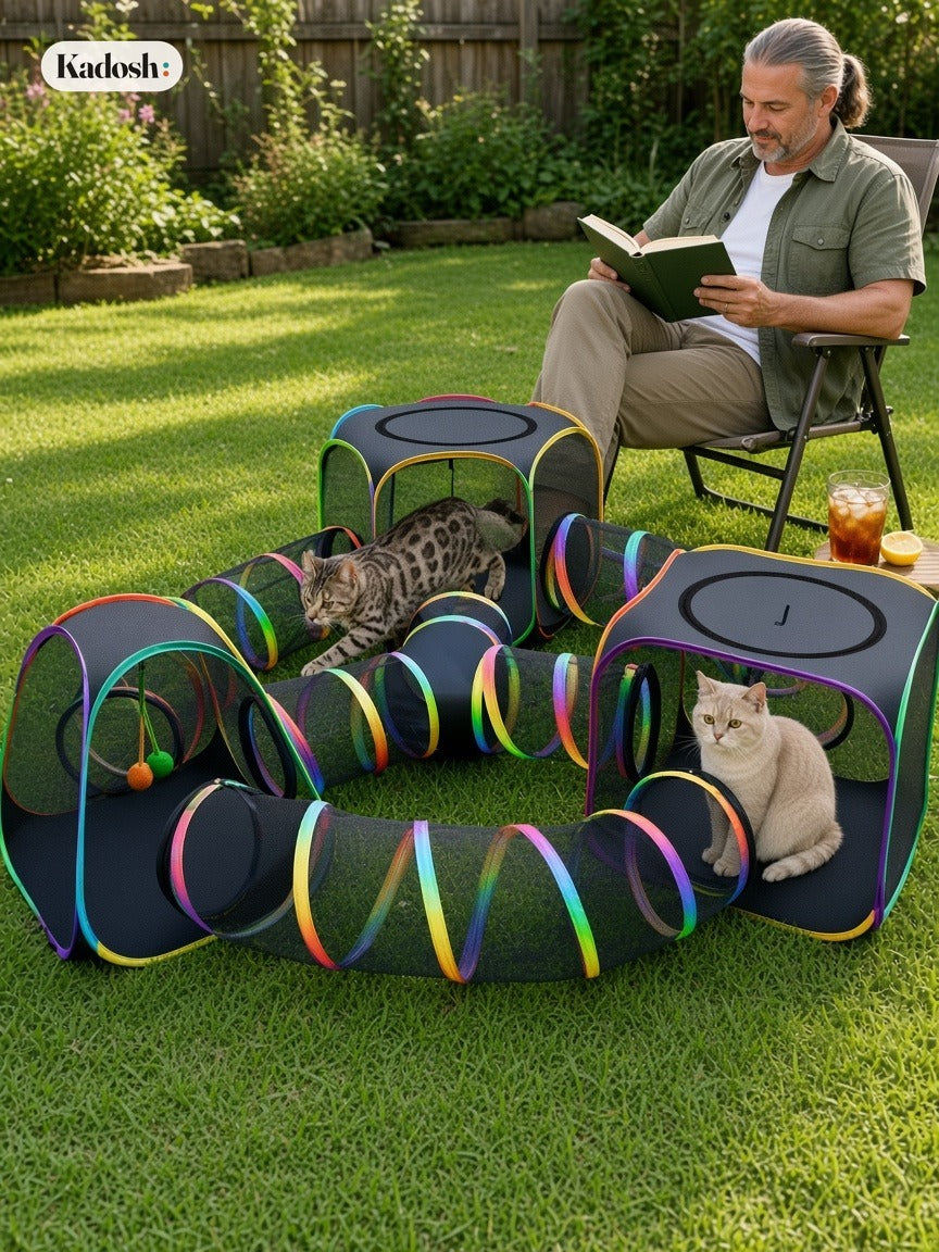 Portable Cat Enclosure, 7-in-1 Outdoor Catio with Tent & Tunnel