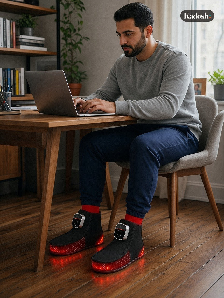 Red Light Heated Slippers, Rechargeable Foot Warmer Shoes