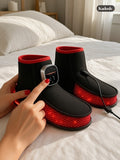 Red Light Heated Slippers, Rechargeable Foot Warmer Shoes