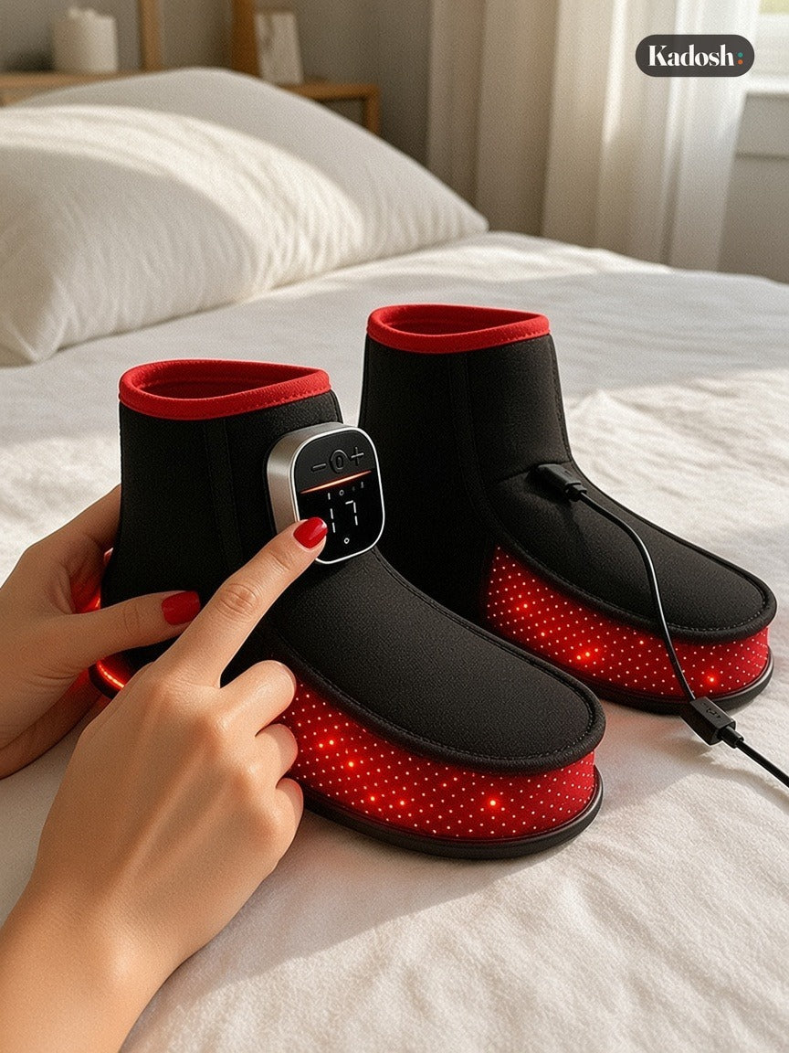 Red Light Heated Slippers, Rechargeable Foot Warmer Shoes