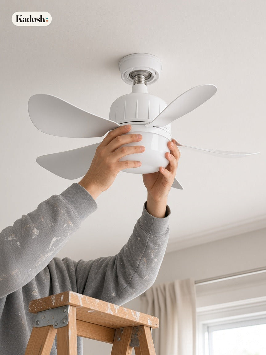 Socket Fan Light with Remote, Dimmable LED Ceiling Fan 12W