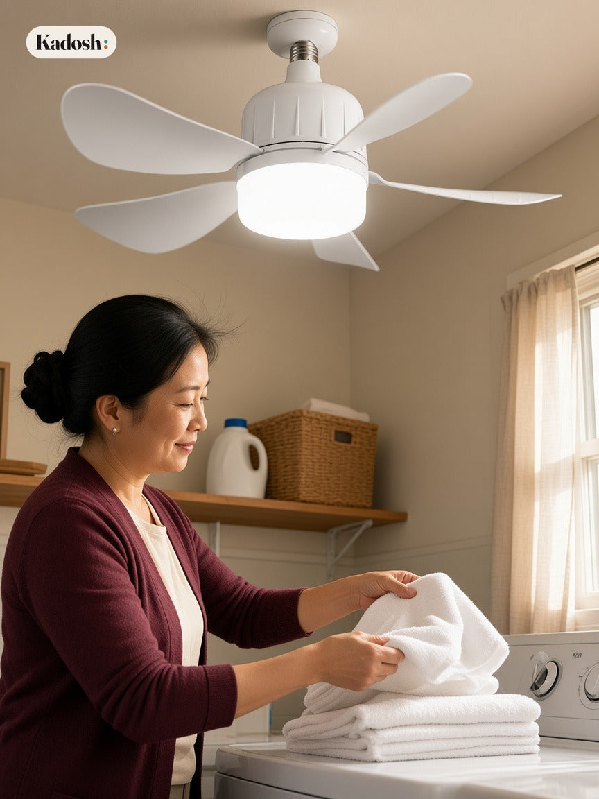 Socket Fan Light with Remote, Dimmable LED Ceiling Fan 12W