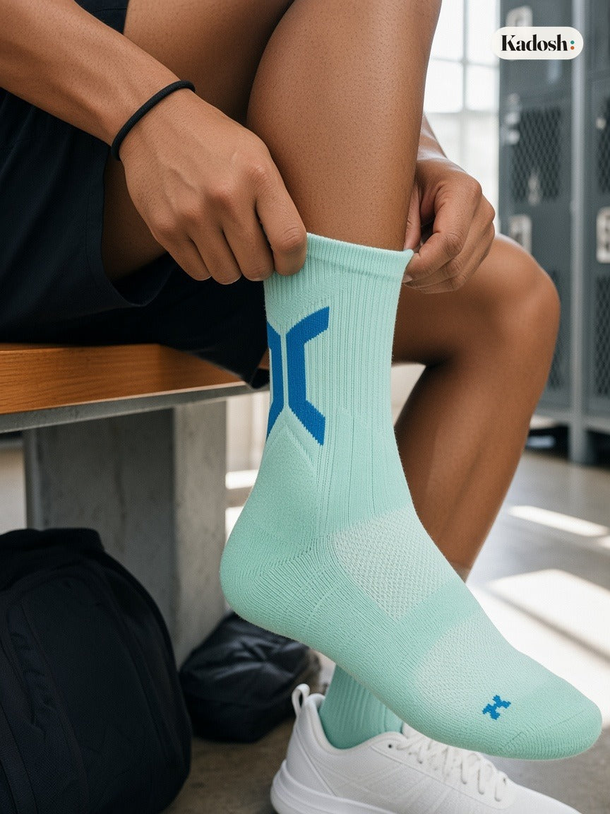 Thick Cushioned Crew Socks, High Top Terry Sole Sports Socks