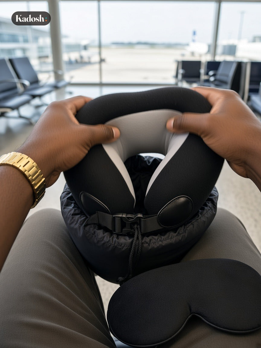 Travel Sleep Set: Memory Foam Neck Pillow and Eye Mask